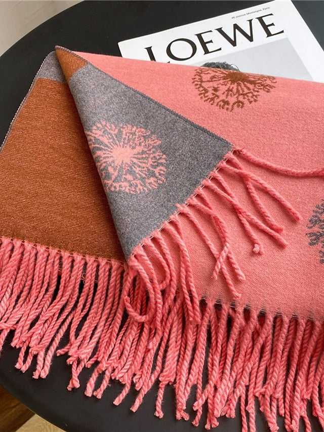 Women's Shawls & Wraps Party Black Scarf Floral White Blue Fall Winter Imitation Cashmere - LuckyFash™