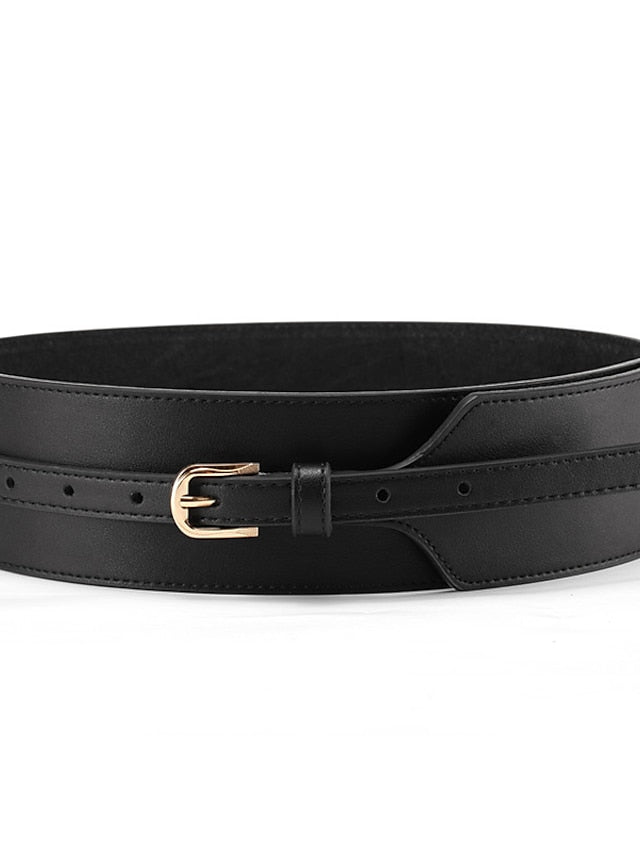 Women's Wide Belt Party Wedding Street Daily Black Red Belt Pure Color Brown Fall Winter Spring Summer - LuckyFash™