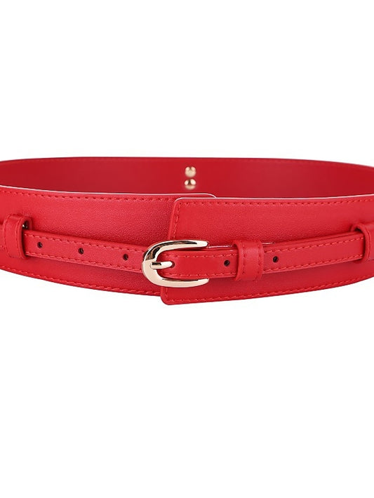 Women's Wide Belt Party Wedding Street Daily Coffee White Belt Solid Color Red Fall Winter Spring Summer - LuckyFash™