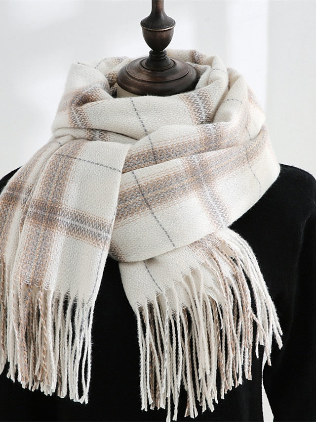 Women's Women's Shawls & Wraps Outdoor Dailywear Holiday Yellow Blue Pink Scarf Plaid - LuckyFash™