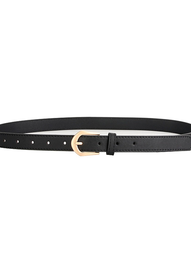 Women's Unisex PU Buckle Belt PU Leather Prong Buckle Plain Casual Classic Party Work Black Blue Brown Coffee - LuckyFash™