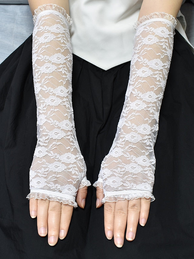 Women's Fingerless Gloves Party / Evening Daily Flower / Plants Lace Sexy Lolita Wedding Casual / Daily 1 Pair - LuckyFash™