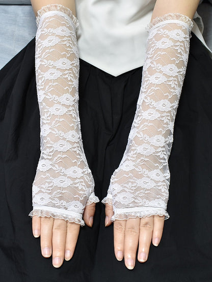 Women's Fingerless Gloves Party / Evening Daily Flower / Plants Lace Sexy Lolita Wedding Casual / Daily 1 Pair - LuckyFash™