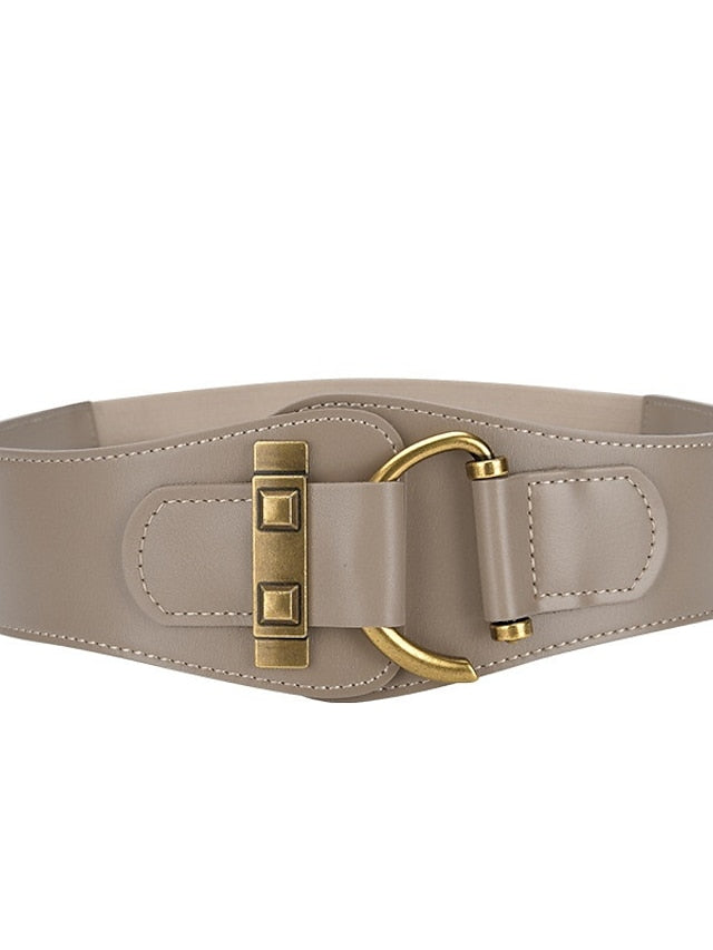 Women's Belt Faux Leather Black Pink Light Brown Khaki Red Wide Belt Outdoor Street Dailywear Holiday Pure Color / Spring / Summer / Fall / Winter - LuckyFash™