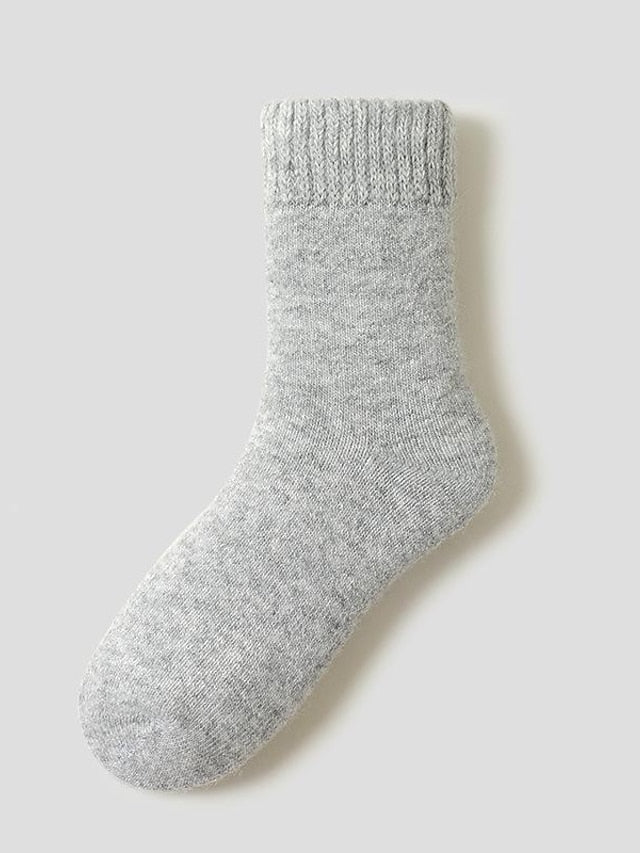 Women's Crew Socks Thick Winter Warm Socks Home Office Work Solid Color Wool Spandex Nylon Basic Casual Classic Warm Casual 1 Pair - LuckyFash™