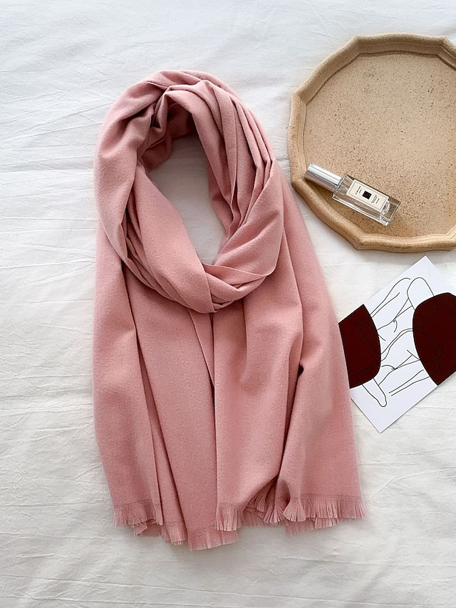 Women's Women's Shawls & Wraps Party Black Scarf Pure Color / Basic / Red / Fall / Winter / Imitation Cashmere - LuckyFash™