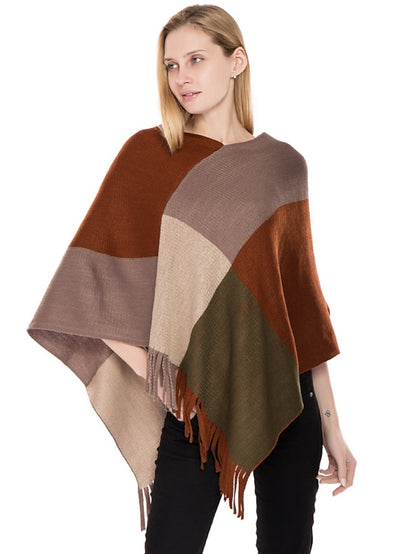 Women's Shawl Wrap Poncho Ruana Cape Daily Holiday Cotton Polyester Casual Bohemia Warm 1 PC - LuckyFash™