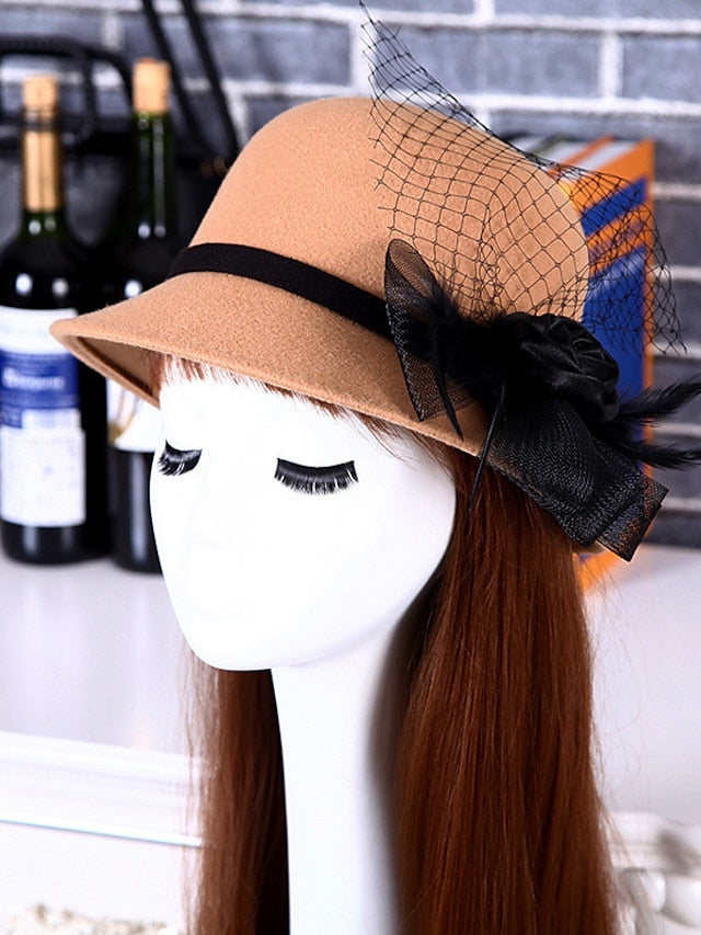 Women's Hat Fedora Hat Black Wine Fuchsia Outdoor Dailywear Holiday Floral Flower Portable Windproof Comfort - LuckyFash™