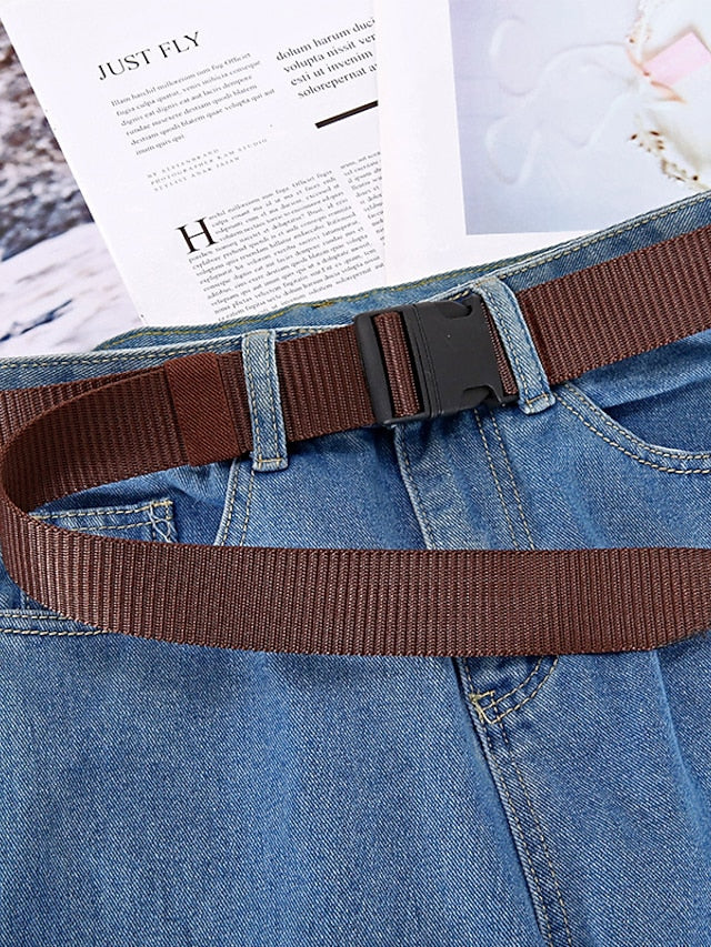 Men's Women's Web Belt Canvas Plastic Buckle Plain Classic Casual Work Daily Black Blue Green Coffee - LuckyFash™