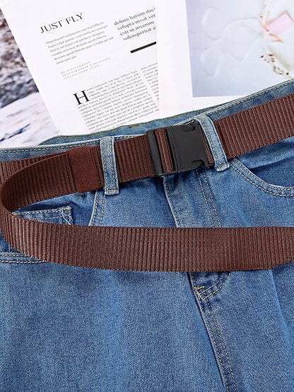 Men's Women's Web Belt Canvas Plastic Buckle Plain Classic Casual Work Daily Black Blue Green Coffee - LuckyFash™