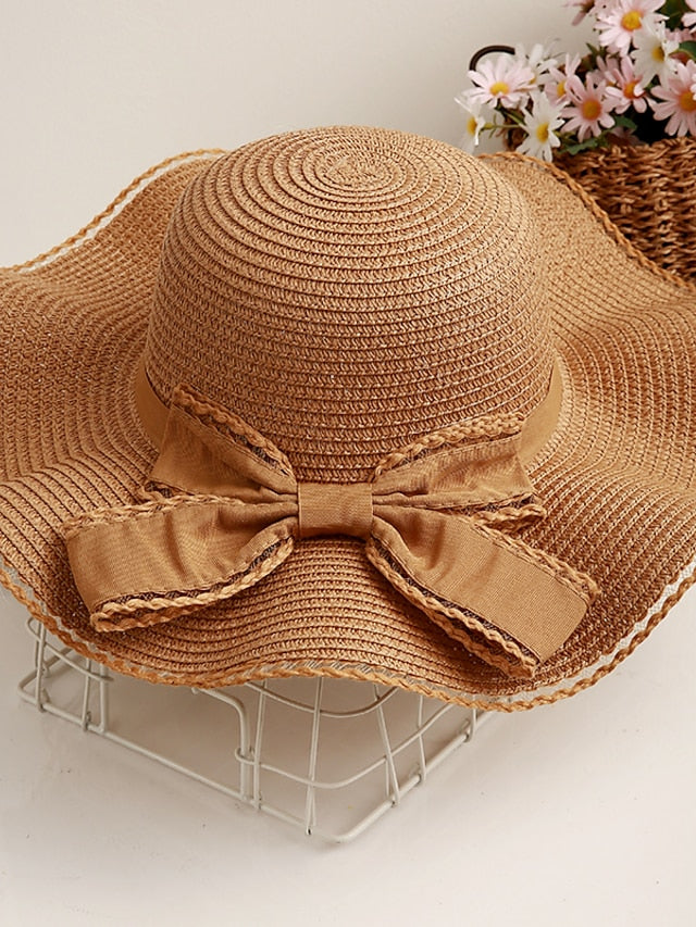 Women's Sun Hat Straw Hat Daily Holiday Straw Vacation Beach Sweet Sunscreen Breathability Outdoor 1 pcs - LuckyFash™