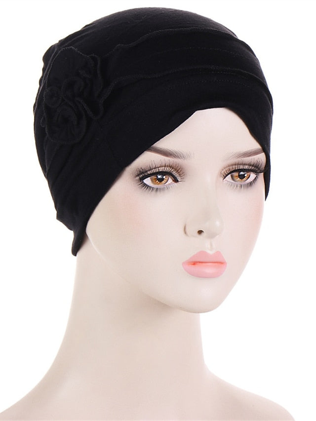 Women Turban Hat African Turban Covers Vintage Plain Head Wraps Soft Beanie Hat Headwear for Female - LuckyFash™