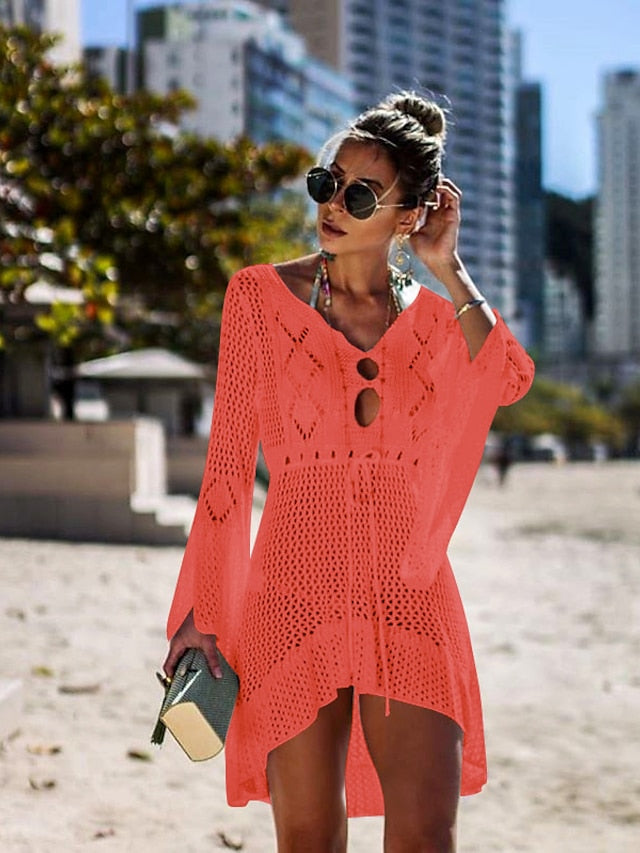 Womenâ€˜s Green Black Blue Long Sleeve Pure Color Lace up Winter Fall Autumn Crew Neck Hot Winter Dress Fall Dress Loose Fit One-Size - LuckyFash™