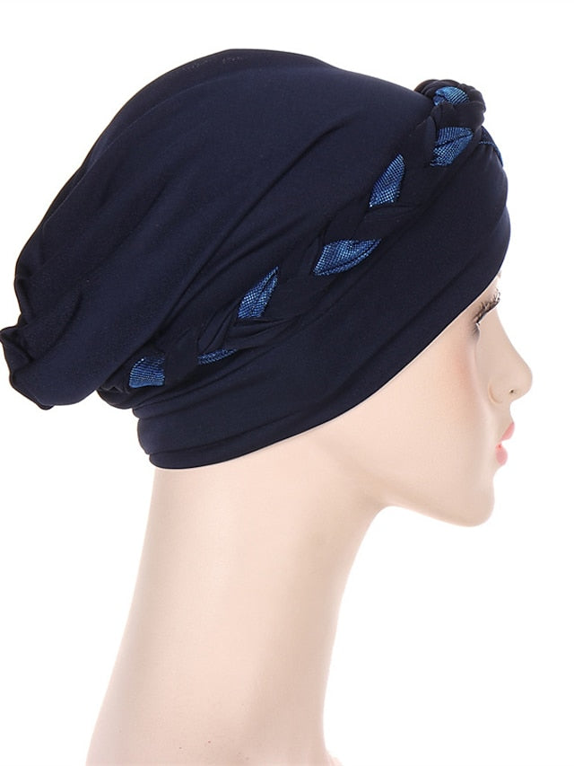 Muslim Turban Glitter Braids Women Forehead Cross Inner Hijab Islamic Head Wrap Arab Underscarf Bonnet Stretchy Cap - LuckyFash™
