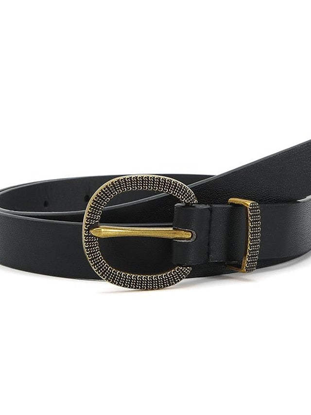 Women's PU Buckle Belt PU Leather Metal Bucke D-ring Classic Party Work Black Camel Brown Beige - LuckyFash™