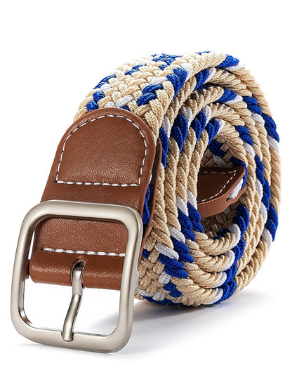 Men's Women's Web Belt Canvas Buckle Free Plain Classic Casual Work Daily Black / White Black Blue Green - LuckyFash™