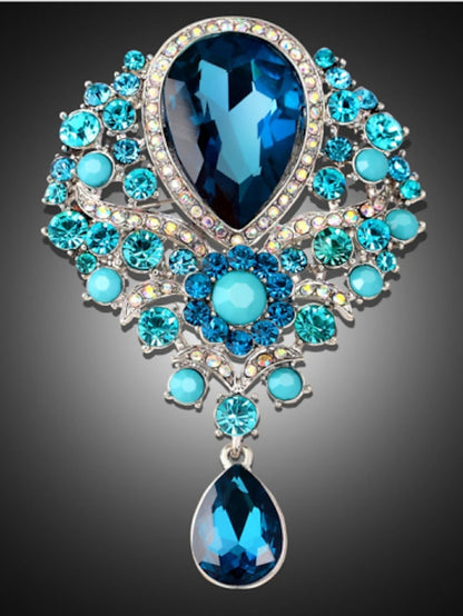 Women's Brooches Pear Cut Solitaire Party Ladies Luxury Work Fashion Crystal Cubic Zirconia Rhinestone Brooch Jewelry Purple Blue Gold For Party Wedding Special Occasion Anniversary Birthday Gift - LuckyFash™