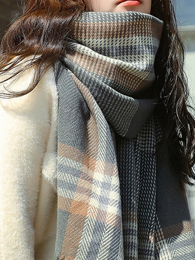 Women's Women's Shawls & Wraps Outdoor Dailywear Holiday Camel Blue Pink Scarf Plaid - LuckyFash™