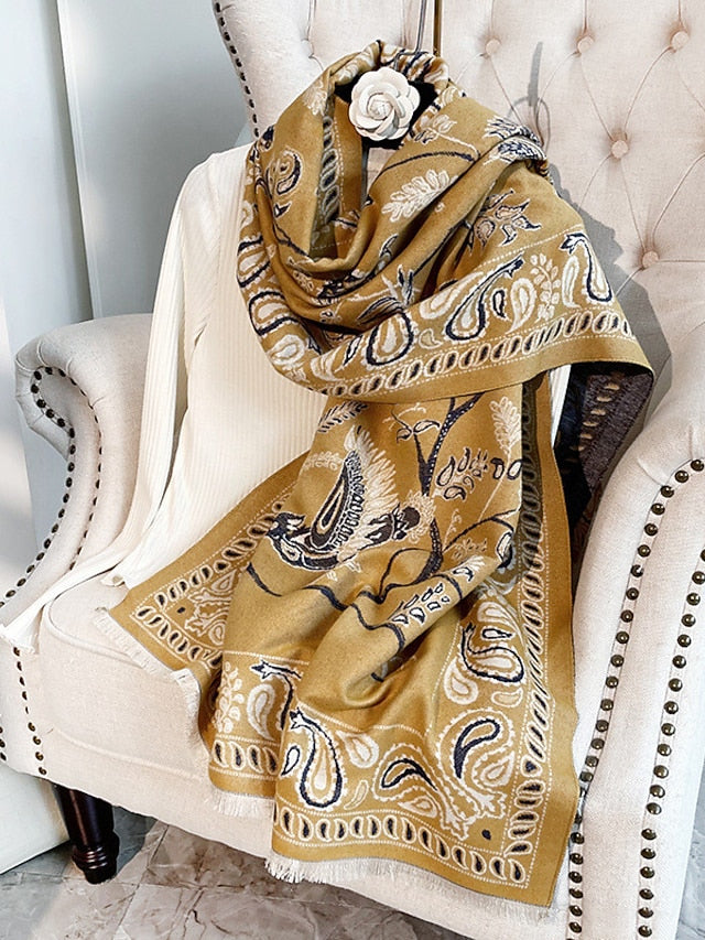 Women's Women's Shawls & Wraps Outdoor Dailywear Holiday Wine Red Pink Scarf Floral - LuckyFash™