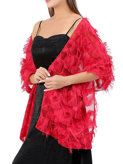 Women's Women's Shawls & Wraps Party Wedding Cocktail Party Black Silver White Scarf Pure Color - LuckyFash™