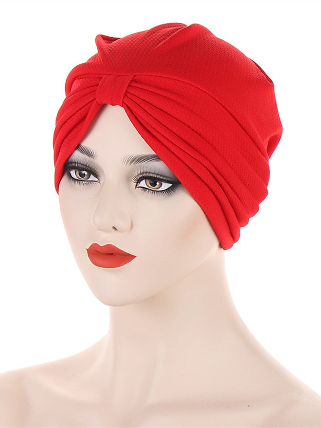 Fashion Solid Color Women Muslim Headscarf Top Knotted Turban Hat Sleep Hat Inner Hijab Bonnet Femme Round Head Cover Headwrap - LuckyFash™