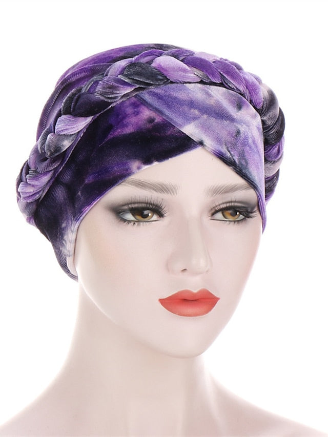 India Tie Dye Turban Cap Muslim Women Hijab Hair Care Hat Braid Headscarf Beanie Bonnet Islamic Headwear Wrap Hair Loss Cover - LuckyFash™