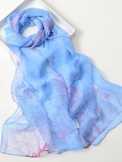 Flower Summer Women Thin Style Scarf Bandana Soft Bandana Female Elegant Shawl Hijab Hairscarves Beach Scarf - LuckyFash™