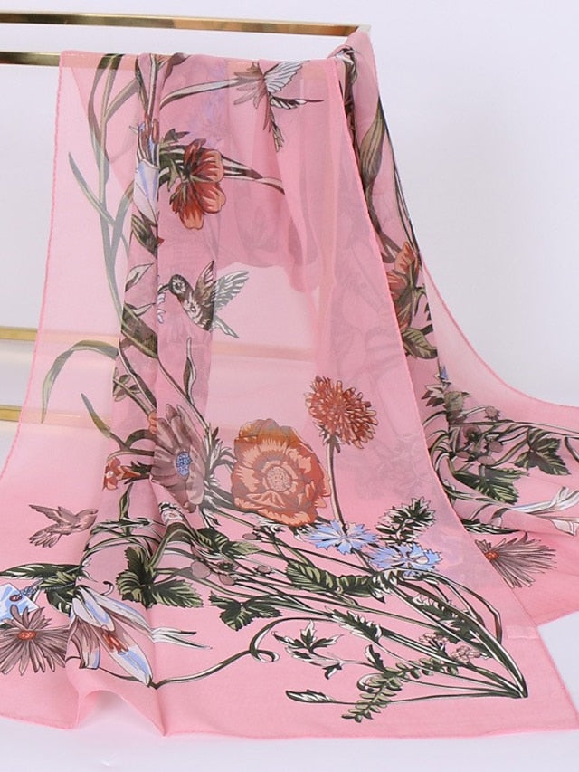 Women's Scarves Shawl Gift Daily Holiday Flowers Chiffon Vacation Bohemia Sunscreen Outdoor Casual / Daily 1 PC - LuckyFash™