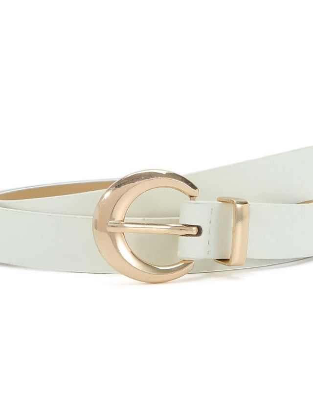 Women's Unisex PU Buckle Belt PU Leather Metal Bucke Plain Casual Classic Party Daily White Black Pink Red - LuckyFash™