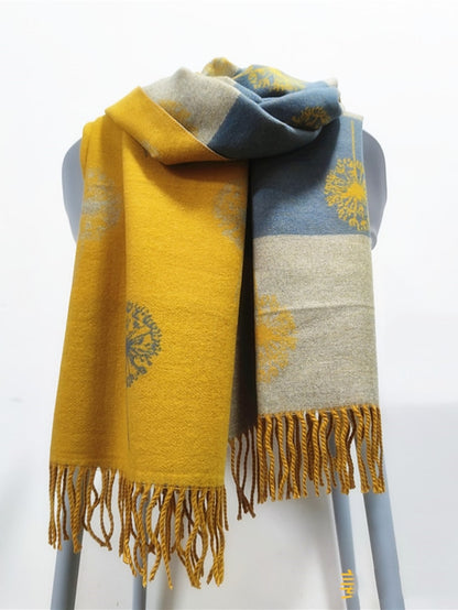 Women's Shawls & Wraps Party Black Scarf Floral White Blue Fall Winter Imitation Cashmere - LuckyFash™