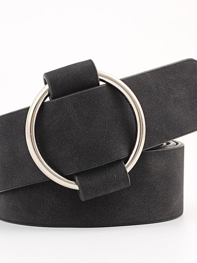 Women's Unisex PU Buckle Belt PU Leather O-ring Buckle O-ring Casual Classic Daily Holiday Black Brown Beige Coffee - LuckyFash™