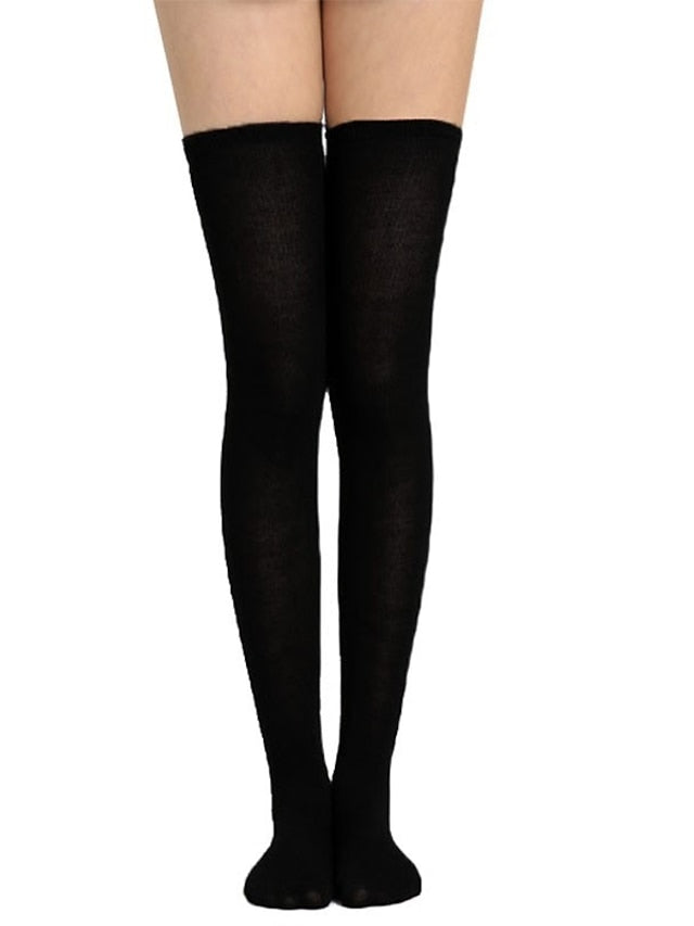 Women's Stockings Work Daily Holiday Solid Color Polyester Cotton Simple Casual Lolita Casual Cute Casual / Daily 1 Pair - LuckyFash™