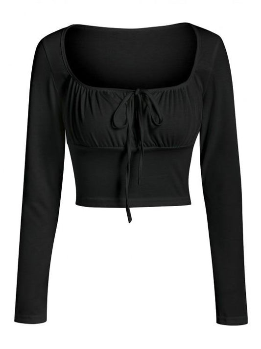 Keyhole Ruched Bust Crop T Shirt - LuckyFash™