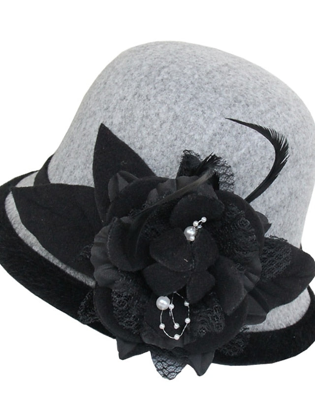 Women's Party Hat Party Wedding Special Occasion Flower Flower Camel White Hat Gray Fall Winter Spring Holiday - LuckyFash™