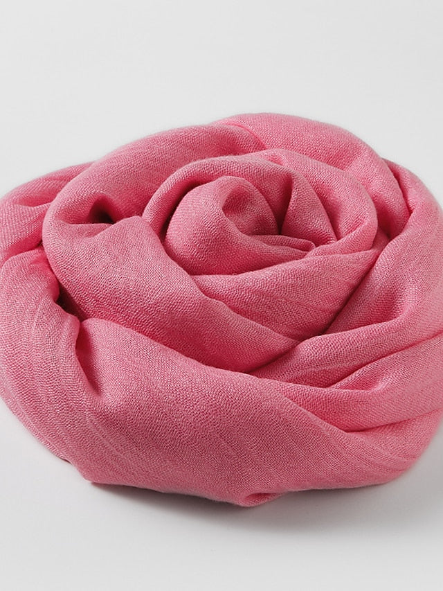 Women's Women's Shawls & Wraps Outdoor Dailywear Holiday White Yellow Pink Scarf Pure Color - LuckyFash™