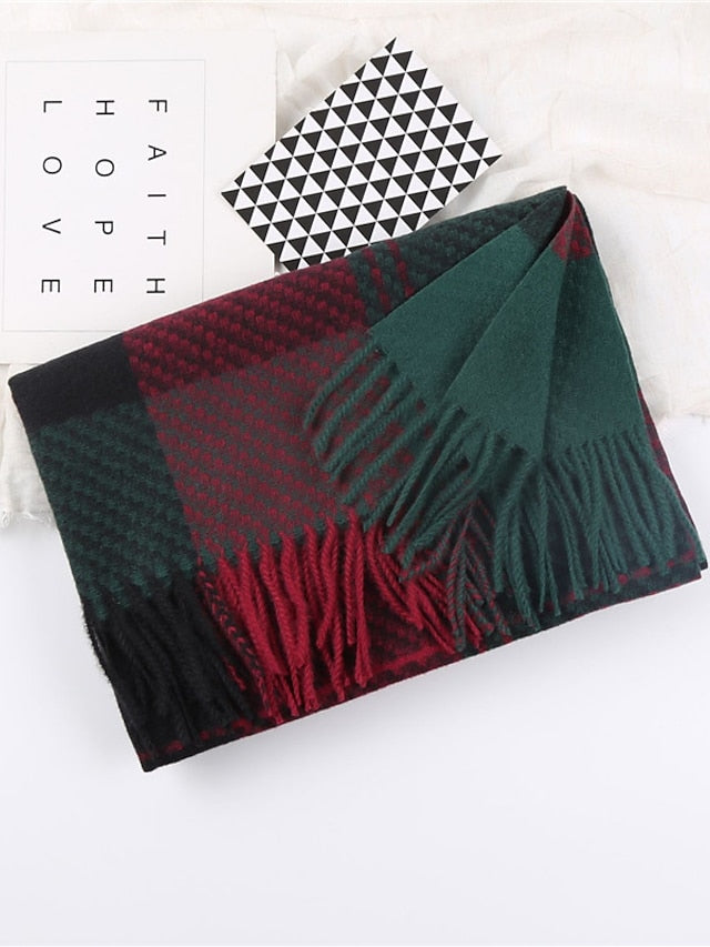 Women's Women's Shawls & Wraps Christmas Street Dailywear Camel Blue Pink Scarf Plaid - LuckyFash™