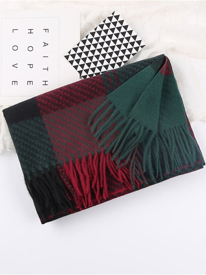 Women's Women's Shawls & Wraps Christmas Street Dailywear Camel Blue Pink Scarf Plaid - LuckyFash™