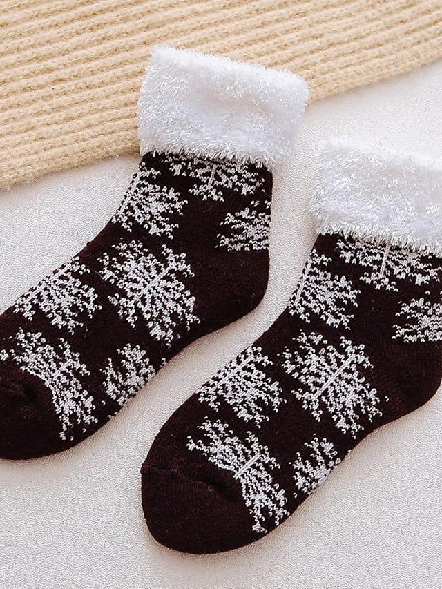 Women's Crew Socks Thick Winter Warm Socks Home Christmas Work Polyester Spandex Nylon Basic Casual Warm Elastic Casual 1 Pair - LuckyFash™