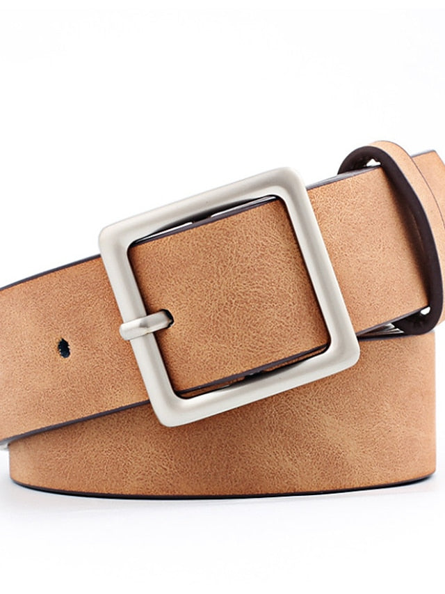 Women's Unisex PU Buckle Belt PU Leather Prong Buckle Plain Casual Classic Party Daily White Black Pink Red - LuckyFash™