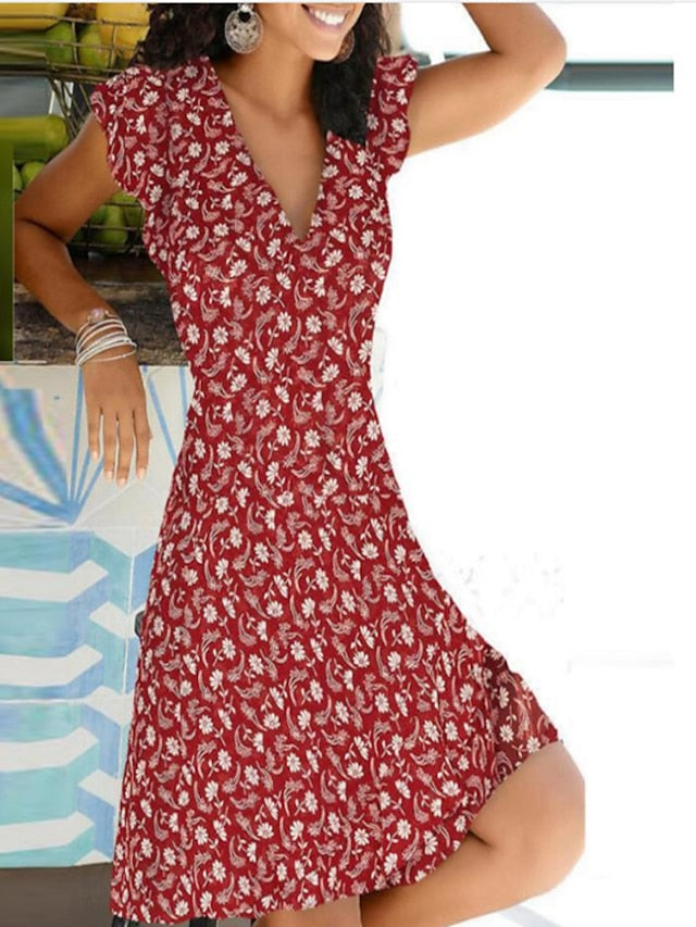 Women's Flapper Dress Mini Dress Lily Black Lily Blue Black Short Sleeve Wood Summer Spring Casual 2023 S M L XL XXL - LuckyFash™