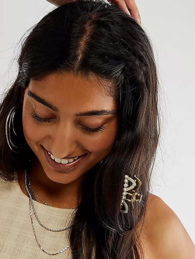 AOPRIE Pearl Metal Hair Clips for Women 2.5 In Small Size Claw Clip for Girls Hair Clips Claw Hair Accessories for Women Gold - LuckyFash™