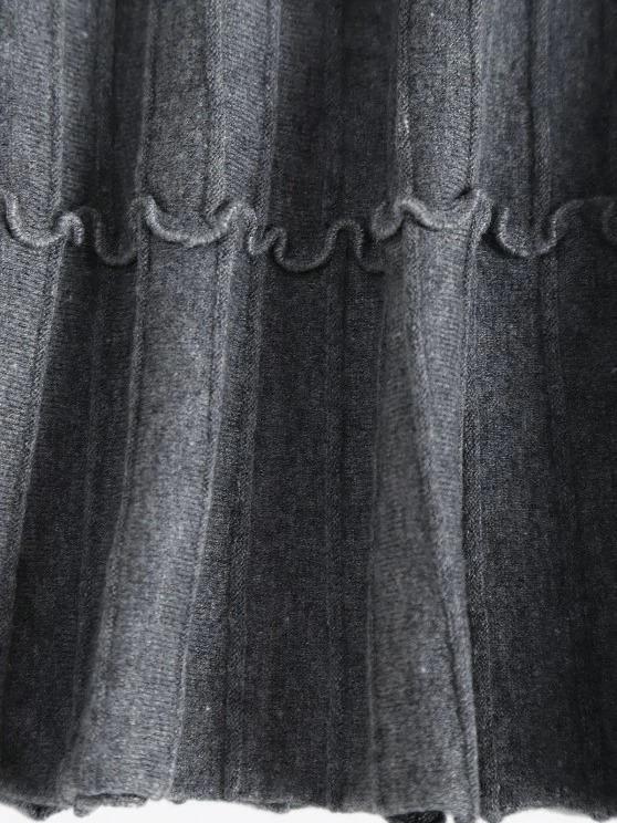 Knit Pintuck Frilled A Line Skirt - LuckyFash™