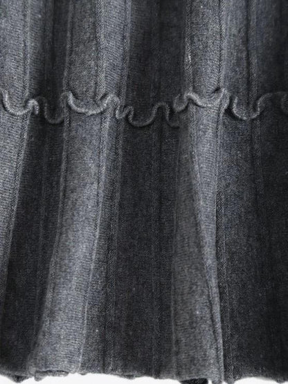 Knit Pintuck Frilled A Line Skirt - LuckyFash™