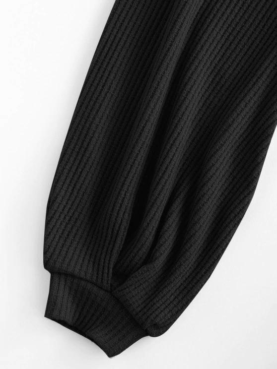 Knit Voluminous Sleeve Cropped Cardigan - LuckyFash™