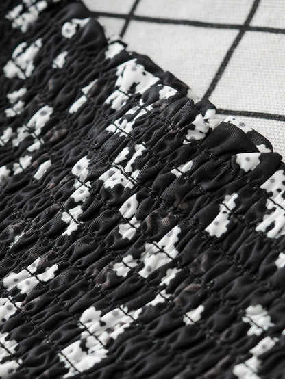 Knot Detail Ditsy Floral Shirred Dress - LuckyFash™