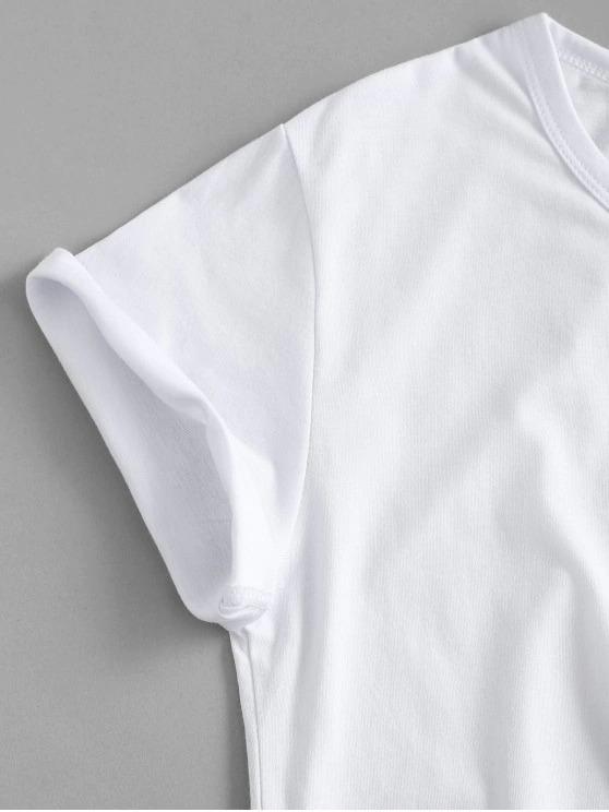 Knotted 3D Sunflower Print Basic Cotton Tee - LuckyFash™