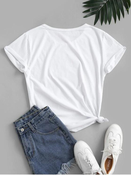 Knotted 3D Sunflower Print Basic Cotton Tee - LuckyFash™