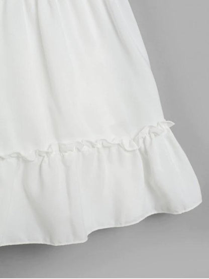 Knotted Back Crochet Panel Flared Cami Dress - LuckyFash™