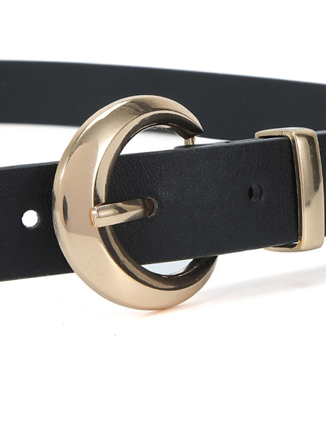 Women's Unisex PU Buckle Belt PU Leather Metal Bucke Plain Casual Classic Party Daily White Black Pink Red - LuckyFash™