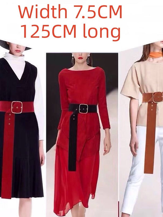 Women's Belt Flannel Black Wine Khaki Wide Belt Street Prom Pure Color - LuckyFash™